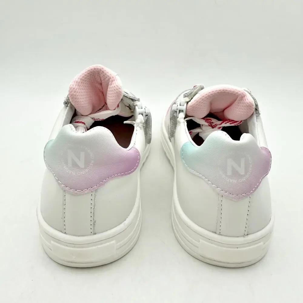 Naturino Girls Hess 2 Vl Sneakers EU 28 US 11 White Pink Blue Leather NWOB